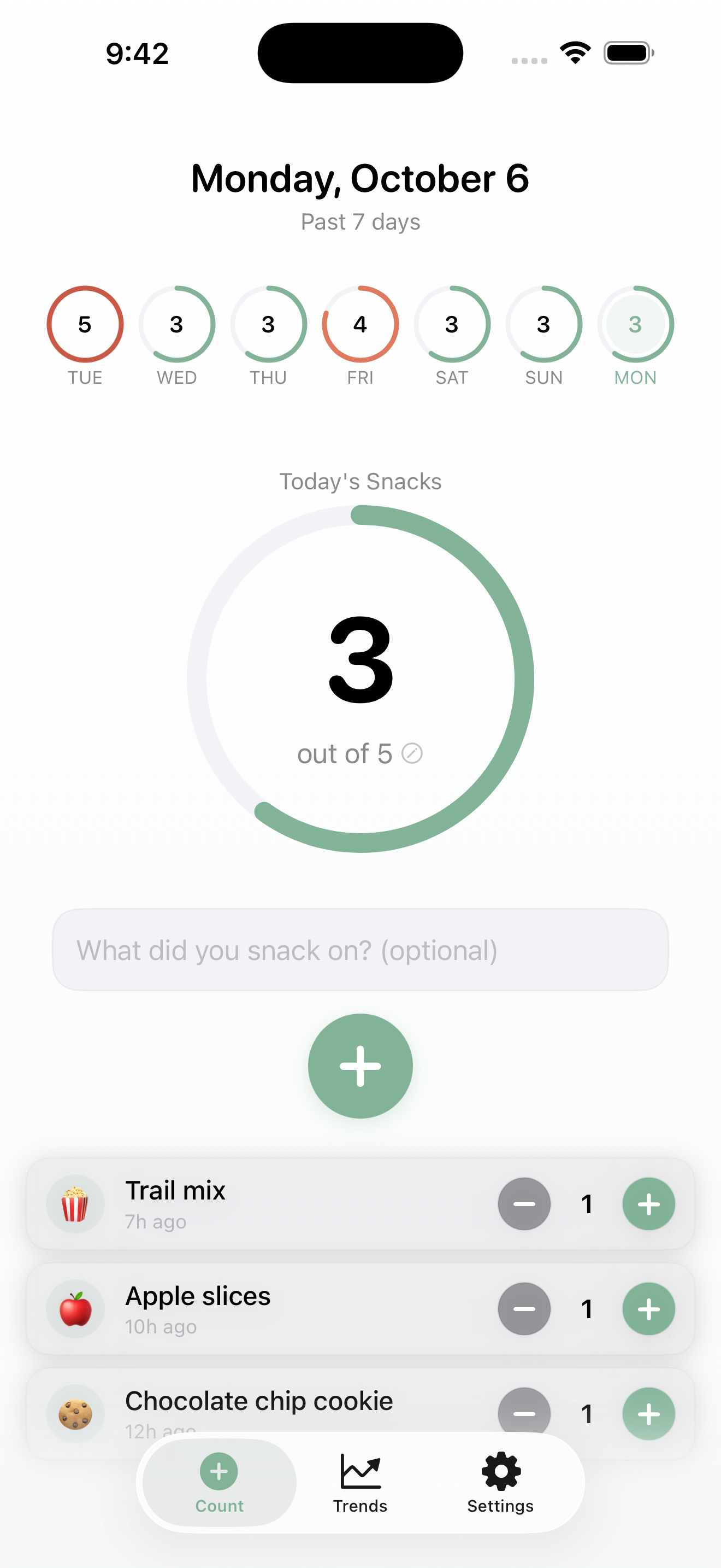 SnackCount App Screenshot